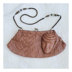 African Vintage Face Crinkled Purse